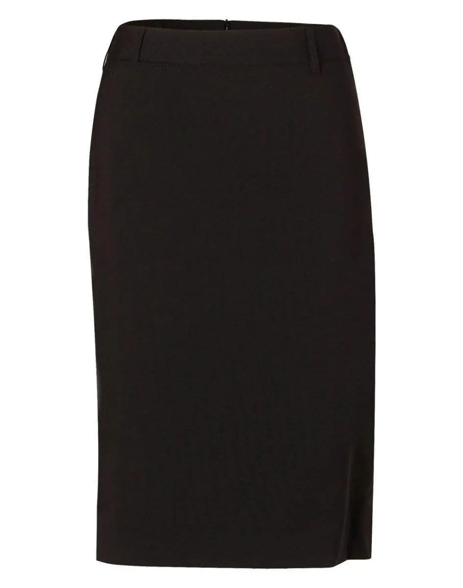 BENCHMARK Women's Wool Blend Stretch Mid Length Lined Pencil Skirt M9470 Corporate Wear Benchmark Navy 6
